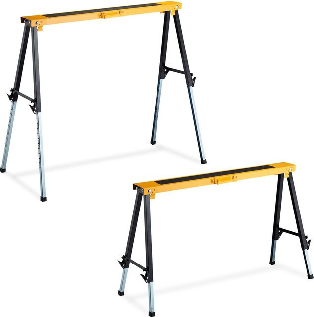 Relaxdays Arbeitsbock 2er Set aus Stahl in Orange, höhenverstellbar und klappbar, B/T/H: 106 x 50 x 91,5 cm - Bild 1