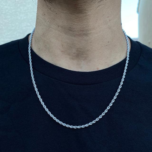 Halskette Edelstahl, Seil Kette, 55 cm, silber, Herren - Bild 1