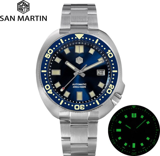 San Martin Armbanduhr, Taucheruhr, Automatik, Edelstahl, 44 mm, Herren - Bild 1