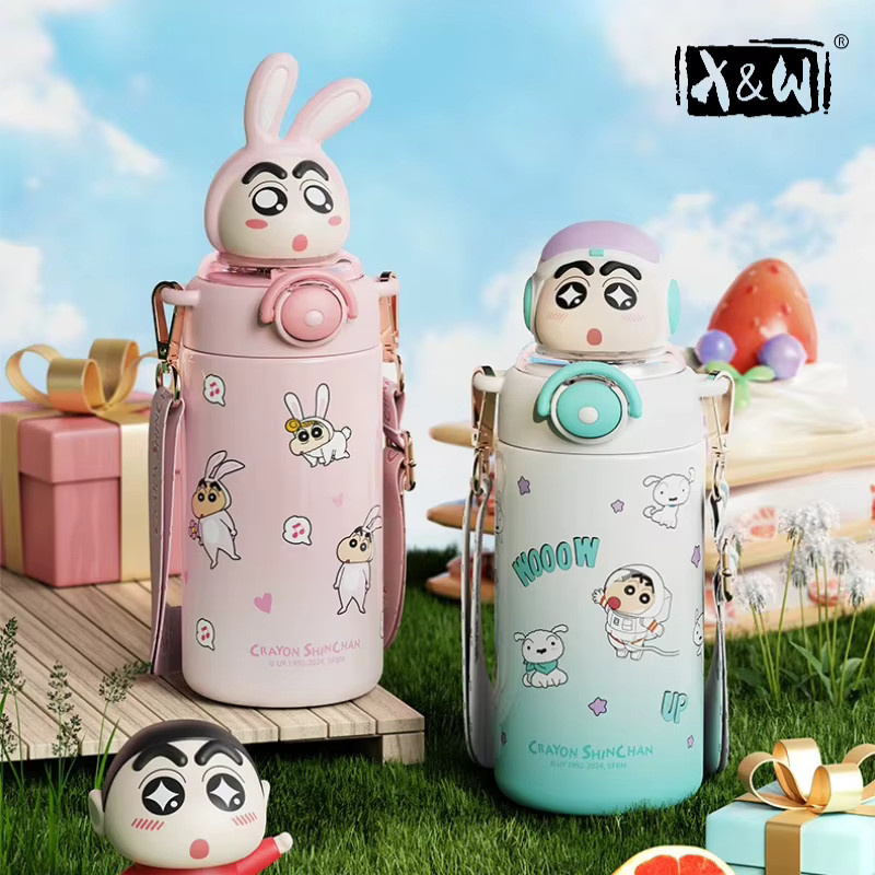 XW Crayon Shin Chan Sunshine Thermosbecher aus Edelstahl 316 und PP mit 600 ml Füllmenge und Hebeseil - Bild 1