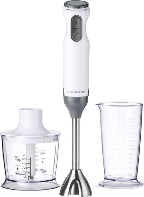 SILVERCREST Stabmixer Set 4-tlg. SSMS 600 G1 / SOSMS 600 G1 in Weiß mit 600 W Leistung und Pulse-Funktion - Bild 1