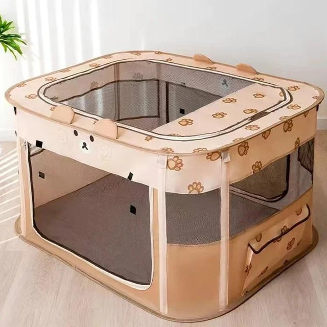 Gemütliches Katzenhaus von Household supplies MH als zusammenklappbares Katzenzelt und Welpenhaus in Weiß und Beige, B/T/H: 110 x 85 x 60 cm - Bild 1