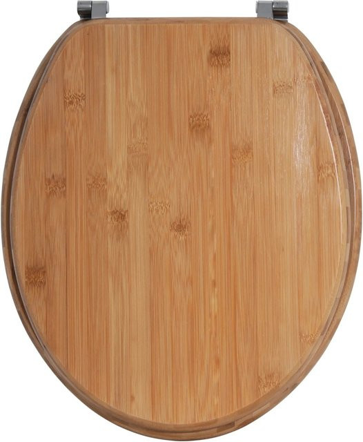 MSV WC-Sitz aus Bambus in Braun, B/T/H: 37 x 45 x 5,3 cm - Bild 1