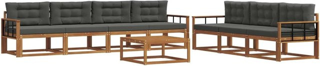 vidaXL Outdoor-Sofagarnitur 8-teilig aus Akazienholz mit Kissen in Anthrazit und Natur - Bild 1
