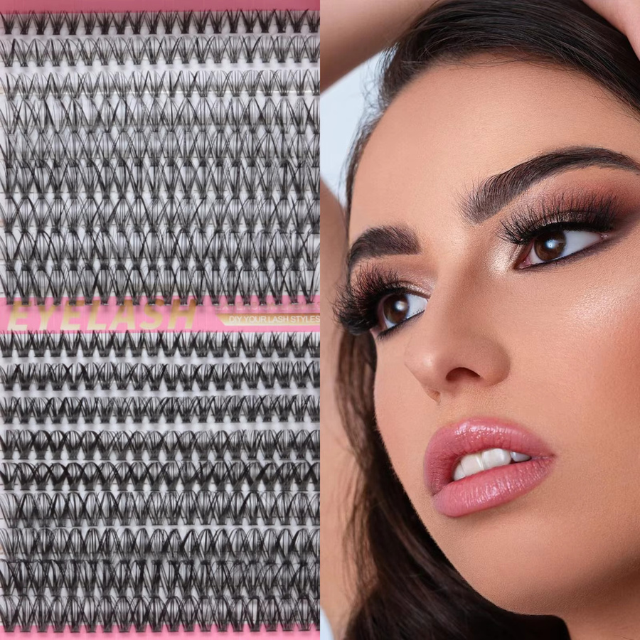 EYENGLE DIY-Wimpernverlängerungsset, 18 Reihen Mix-Cluster-Wimpern mit Kleber und Pinzette, Unisex - Bild 2
