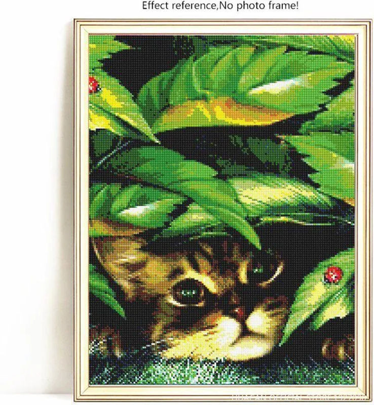 FIYO 5D DIY Diamantmalerei Katze als Strassstein-Bild in Vollrund, mehrfarbig, B/H: 20 x 30 cm - Bild 1