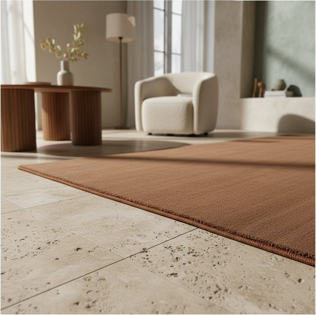 Waschbarer Kurzflorteppich Kadima Design, einfarbig, Braun, B: 80 cm, T: 150 cm - Bild 1