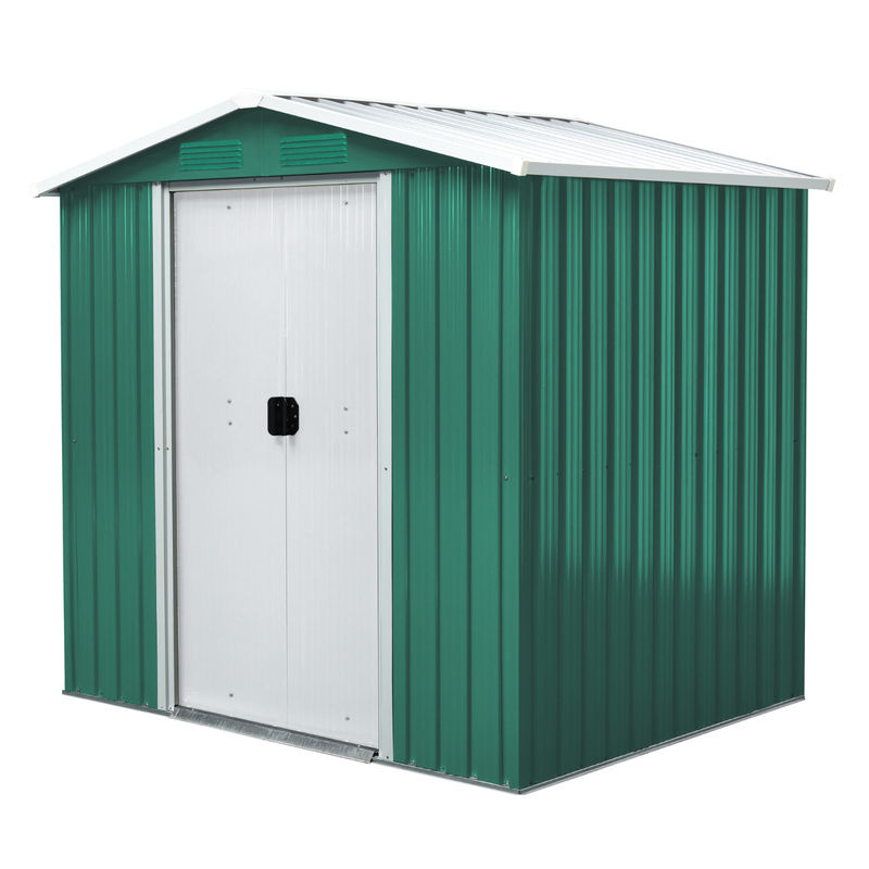 Pergart Gerätehaus Köln II 65 aus Metall in Grün mit Satteldach und Schiebetür, B/H/T: 194 x 184 x 131 cm - Bild 3