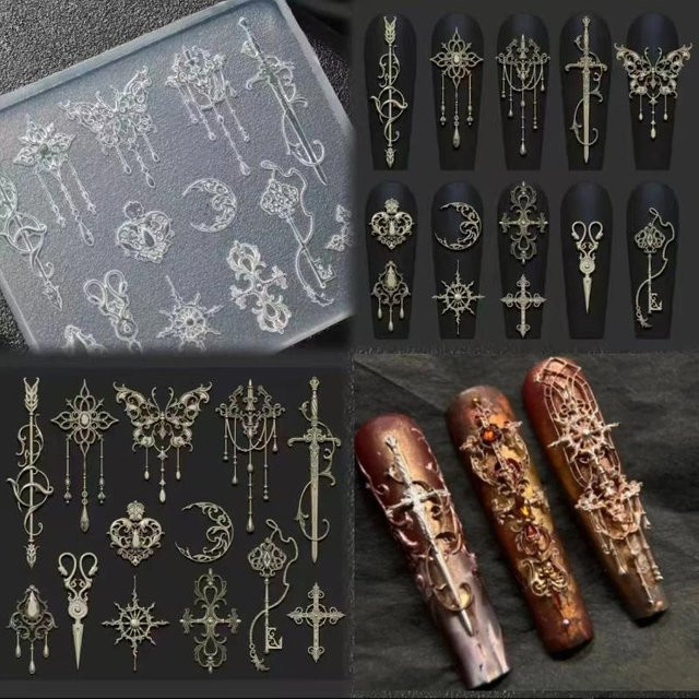 eelhoe Silikonform für Nagelkunst, 3D-Relief, Blumen- und Schleifendesign - Bild 1