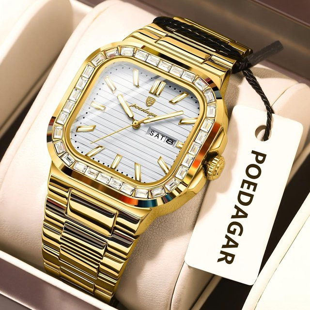 POEDAGAR Armbanduhr Edelstahl, Quarz, Silber, Herren - Bild 1