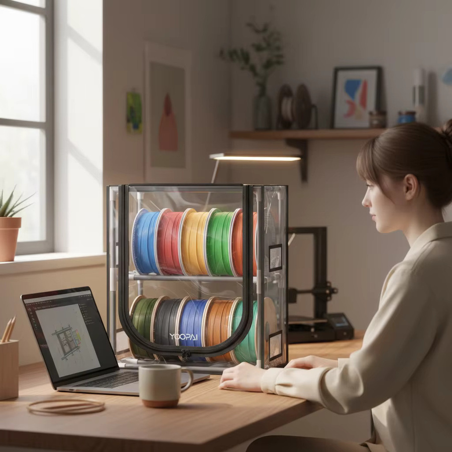 YOOPAI Filament-Aufbewahrungsbox und Trockner für 10 bis 20 Rollen, wasserdicht und staubdicht, Schwarz/Transparent - Bild 4