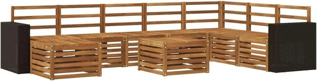 vidaXL Outdoor-Sofagarnitur aus Akazie Massivholz in Natur Braun, 9-teiliges Set im modernen Latten-Design - Bild 1
