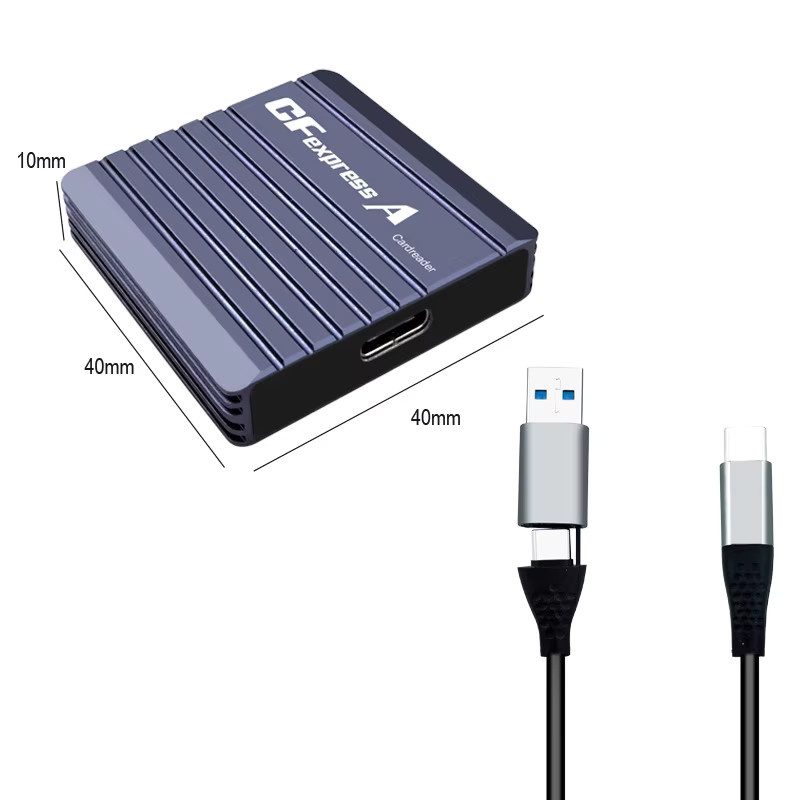 OULLX CFexpress Typ A Kartenleser mit USB 3.2 Gen2 10 Gbit/s und USB-A sowie USB-C Anschluss in Grau - Bild 3