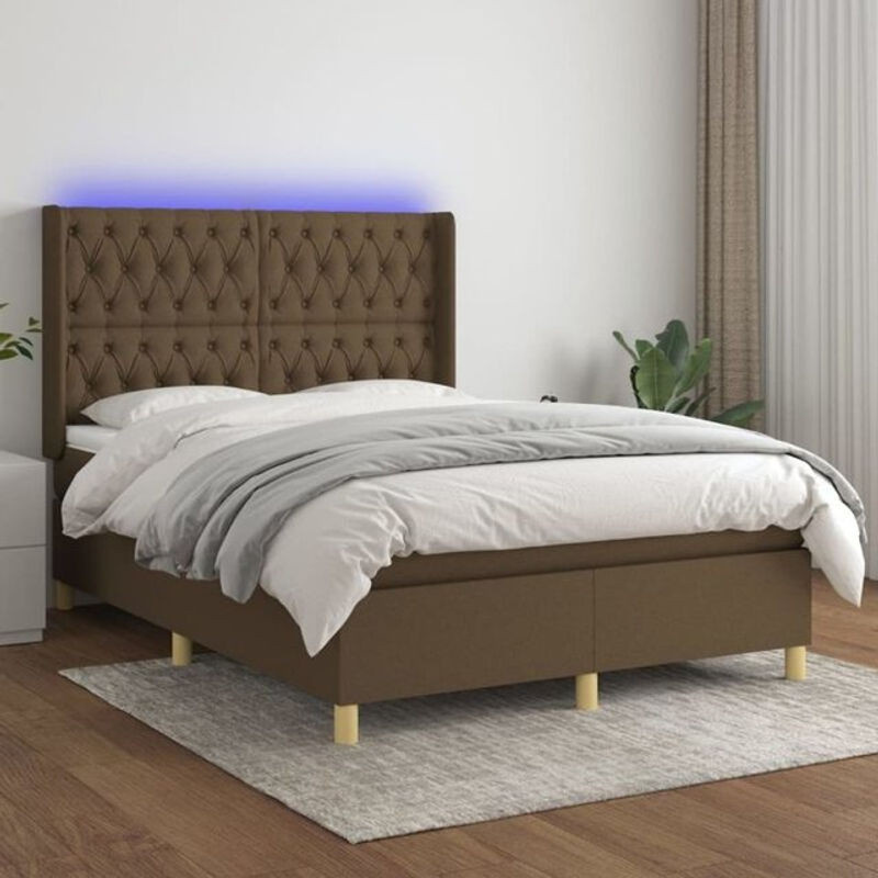 vidaxl Boxspringbett mit Matratze aus Stoff in Braun, B/T/H: 140 x 190 cm - Bild 1