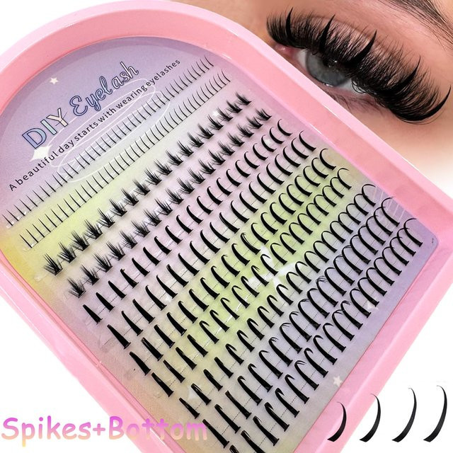 Ams Wimperncluster mit unteren Wimpern, 11 Reihen Spikes, Unisex - Bild 1