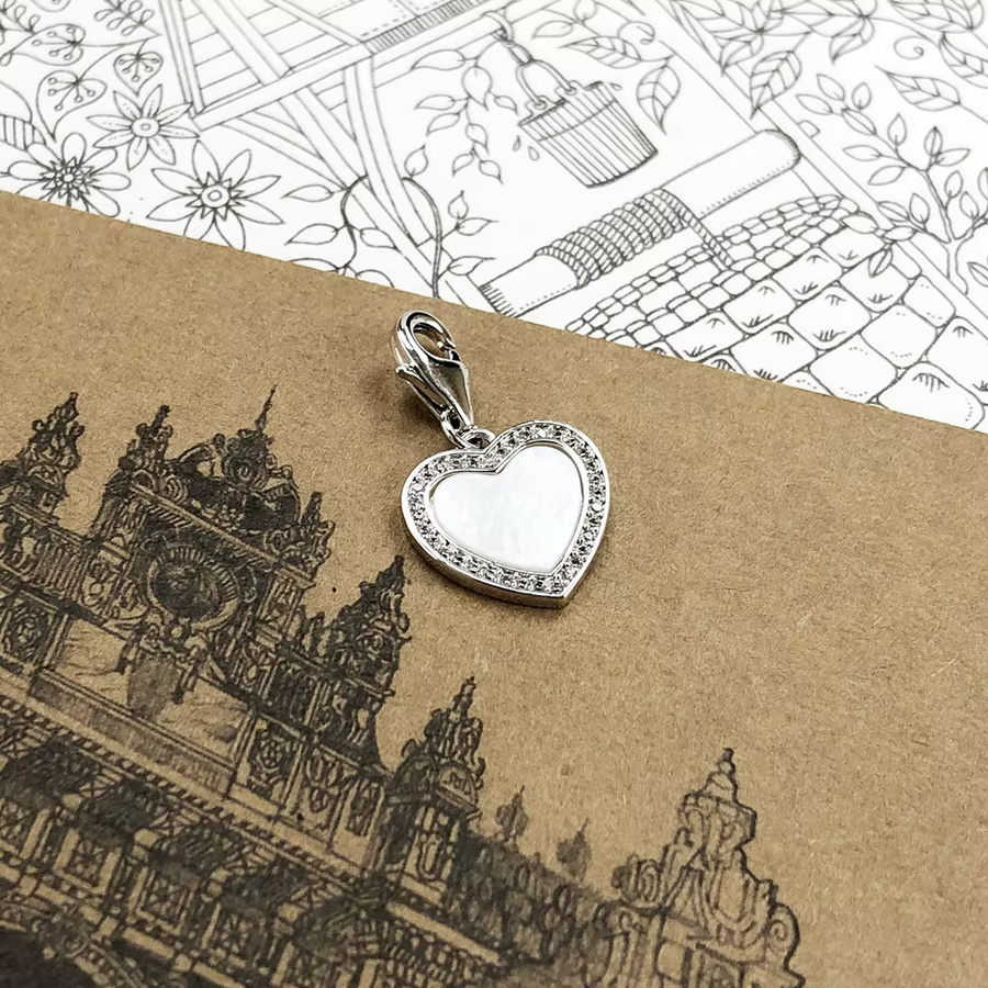 Thaddaeus Charm-Anhänger, 925 Silber, Herz und Muschel, Zirkonia, Damen - Bild 3