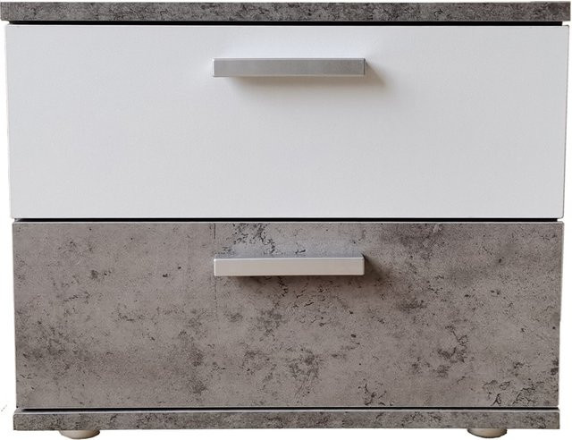 HTI-Living Nachtschrank Nina in Weiß mit 2 Schubladen und Beton-Optik - Bild 1