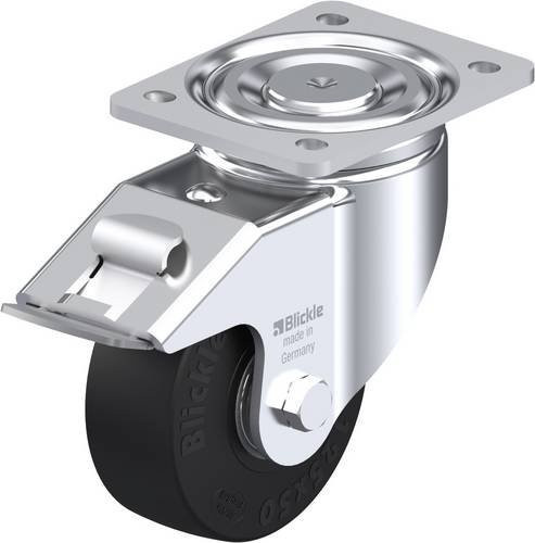 Blickle Lenkrolle LH-SE 125K-FI mit Feststeller in Schwarz und Silber, Rad-Durchmesser: 125 mm, Tragfähigkeit: 320 kg - Bild 1