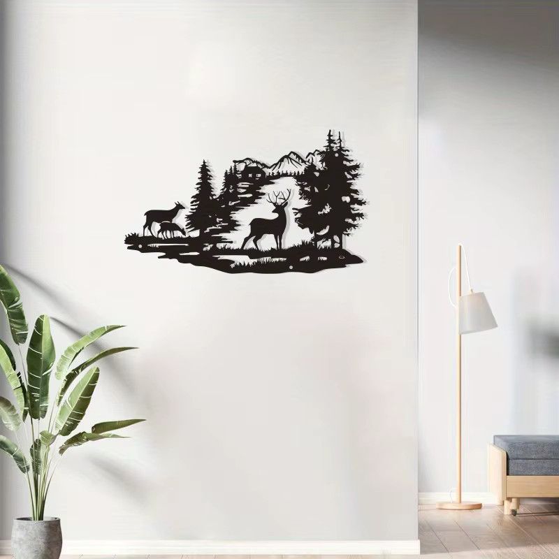 CIFBUY Waldhirsch Wandkunstdekoration aus Metall in Schwarz - Bild 5