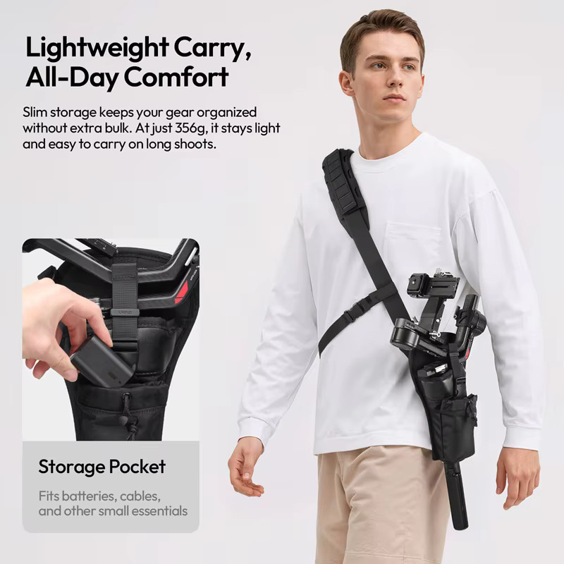Ulanzi CB01 Kamera-Gimbal-Holster Dreipunkt-Trageriemen in Schwarz für DJI RS 4 Pro und DJI Mini RS 3 Mini Stabilisatoren - Bild 4