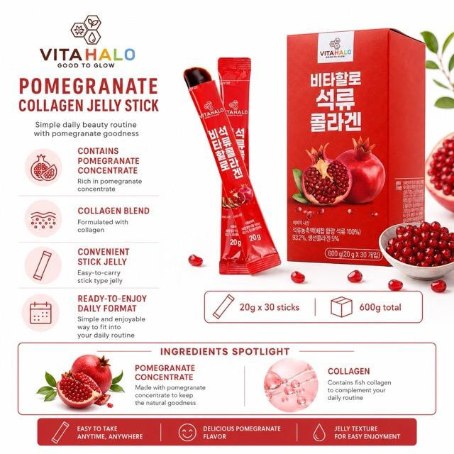 VITAHALO Granatapfel Kollagen Gelee Stick, 20g - Bild 5