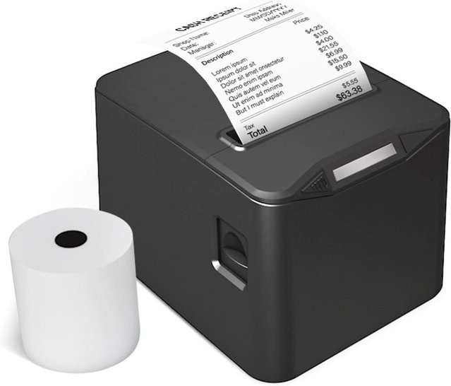 Bisofice Thermo-Belegdrucker Schwarz mit USB- und LAN-Anschluss für den Desktop-Thermodirektdruck (80 mm) - Bild 1