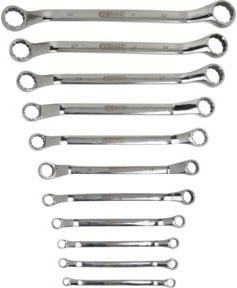 KS Tools Doppel-Ringschlüssel-Satz aus Edelstahl, gekröpft, 11-teilig, Silber - Bild 1
