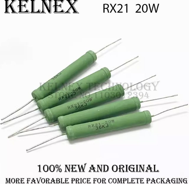 5er Set RX21 Drahtwiderstände 20W 5% in Grün mit verschiedenen Ohm-Werten - Bild 1