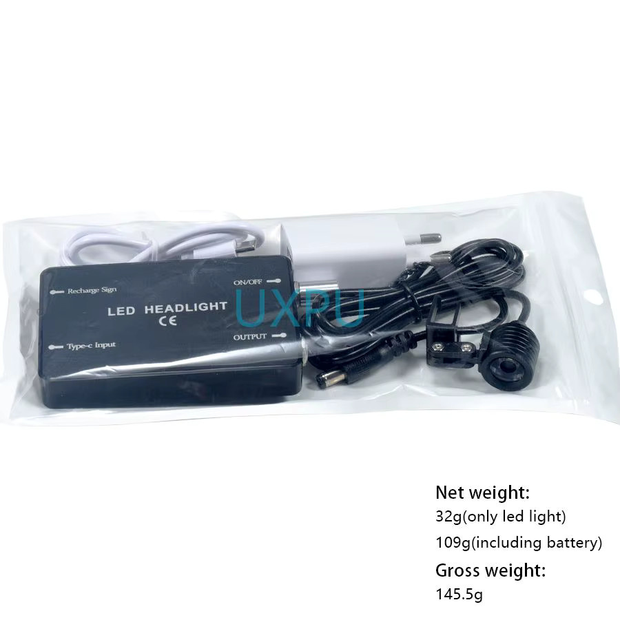 UXPU LED Mund- und Operationsscheinwerfer mit 3W LED-Leuchten und wiederaufladbarer Lithium-Ionen-Batterie in Schwarz - Bild 3