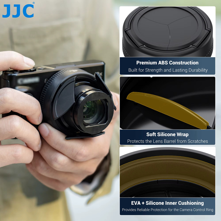 JJC Objektivdeckel für Canon PowerShot SX740 HS, automatische Objektivabdeckung in Schwarz - Bild 3