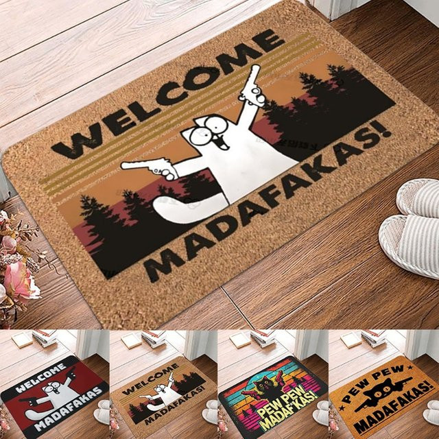 MADAFAKAS Rutschfeste Teppich-Muster-Matte für den Außenbereich, Waschbarer Druckteppich als Fußmatte oder Katzenteppich - Bild 1
