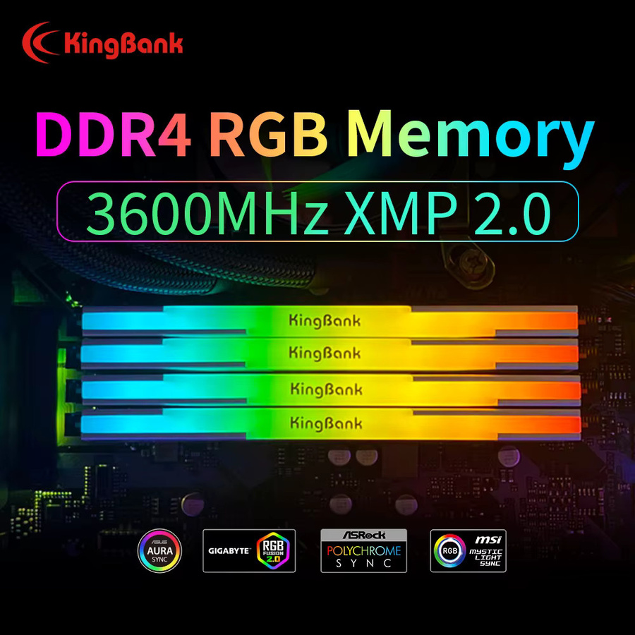 KingBank KRRW DDR4 3600MHz RGB RAM Kit Dual-Channel UDIMM Arbeitsspeicher für Gaming - Bild 3