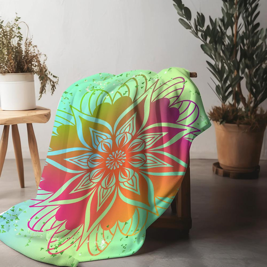 Bunte Mandala Fleecedecke von JMG Household Supplies in Multicolour, weiche Überwurfdecke aus Plüsch, B/B: 70 x 100 cm - Bild 4