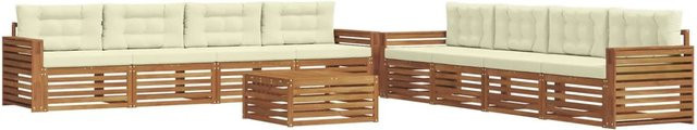vidaXL Outdoor-Sofagarnitur 9-tlg. aus Akazienholz mit Kissen in Natur und Creme - Bild 1