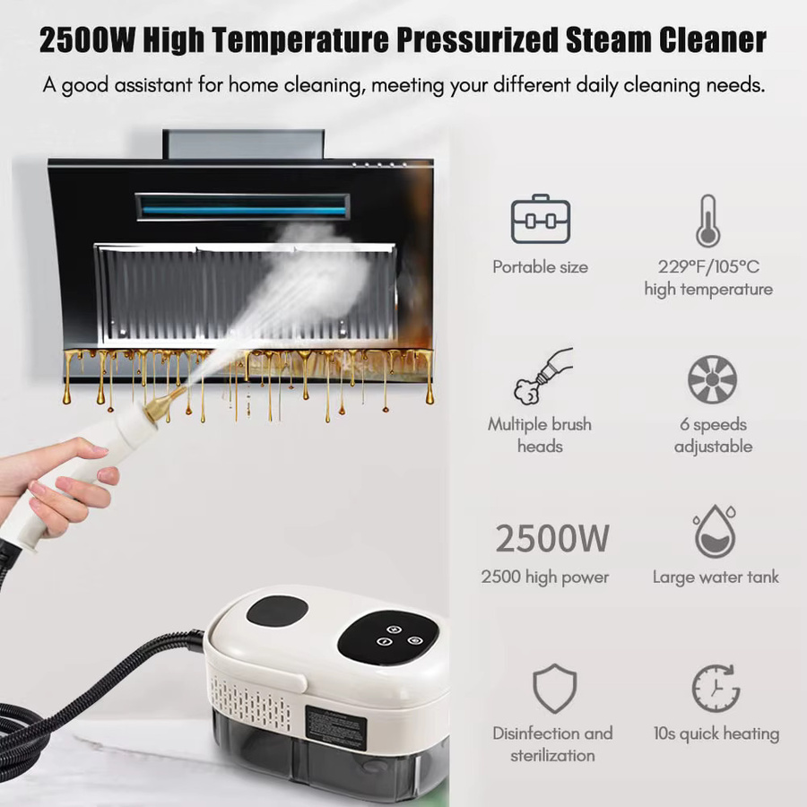BALASHOV Handheld Dampfreiniger 2500W in Weiß für Haushalt und Auto zur Hochtemperatur-Sterilisation - Bild 3