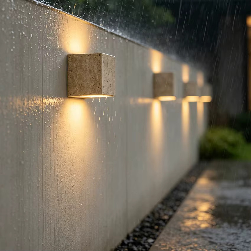 Feiyunlux LED-Wandleuchte in Steinoptik, Beige, Quaderförmig, Warmweiß 3500K, B/T/H: 12 x 12 x 12 cm - Bild 2