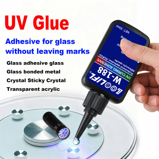 Transparenter UV-Kleber mit UV-Taschenlampe für Glas, Kristall und DIY-Projekte, 50 ml - Bild 1