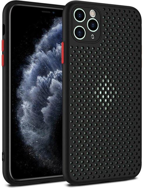 Silonce Mesh Handyhülle für iPhone 12 in Schwarz, atmungsaktive und wärmeableitende TPU-Abdeckung - Bild 1