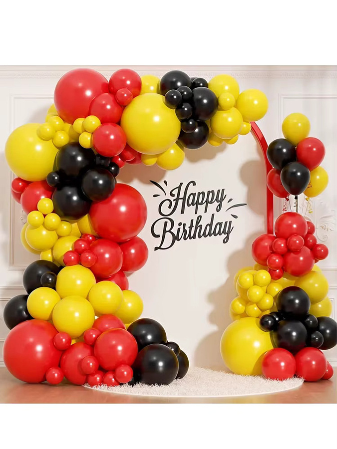 128 Stück Ballon Girlande Bogen Kit aus Latex in Rot, Gelb und Schwarz für Geburtstag und Party Dekorationen - Bild 3