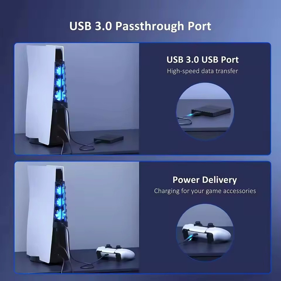 Sony PlayStation PS5 Kühlventilator für Disc und Digitale Edition in Weiß mit USB-A Anschluss - Bild 3