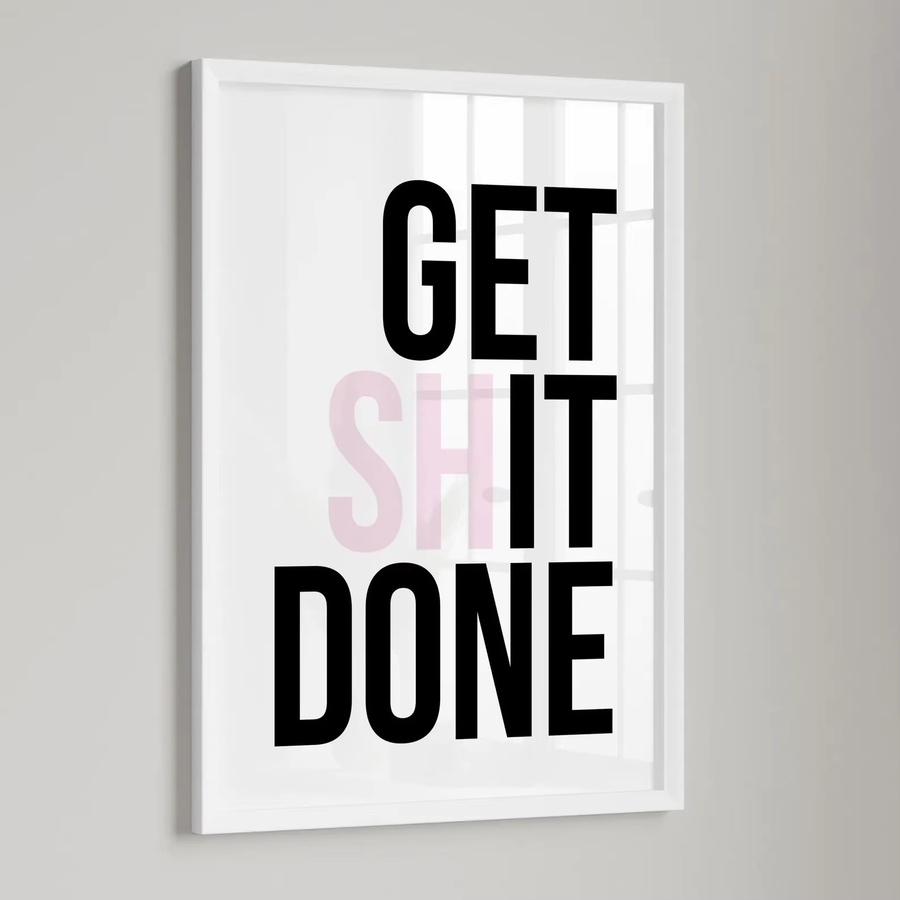 Motivationsposter Get Shit Done von SHENCHEN, minimalistische Wandkunst mit Typografie in Weiß, rechteckiges Papierposter für dein Büro oder Home-Office - Bild 2