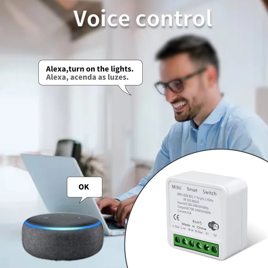 AXUS Tuya Smart WiFi Schalter RF 433 MHz für Beleuchtung, Weiß, Sprachsteuerung mit Alexa und Google Assistant via Smart Life App - Bild 2