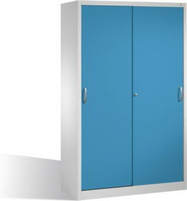 C+P Werkzeugschrank mit Schiebetüren und 4 Innenböden, Farbe Lichtblau und Lichtgrau, H: 195 cm, B: 120 cm, T: 60 cm - Bild 1