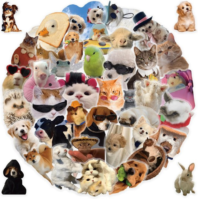 52 Blatt Haustier-Aufkleber mit bunten Tier-Motiven von Golden Memory Stickers Store für Handyhüllen, Laptops und Bastelarbeiten - Bild 1