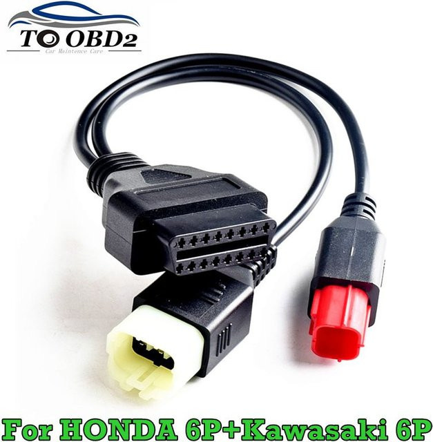 OBD2 Motorradverlängerung Diagnosekabel für Honda 6P und Kawasaki 6P in Schwarz - Bild 1