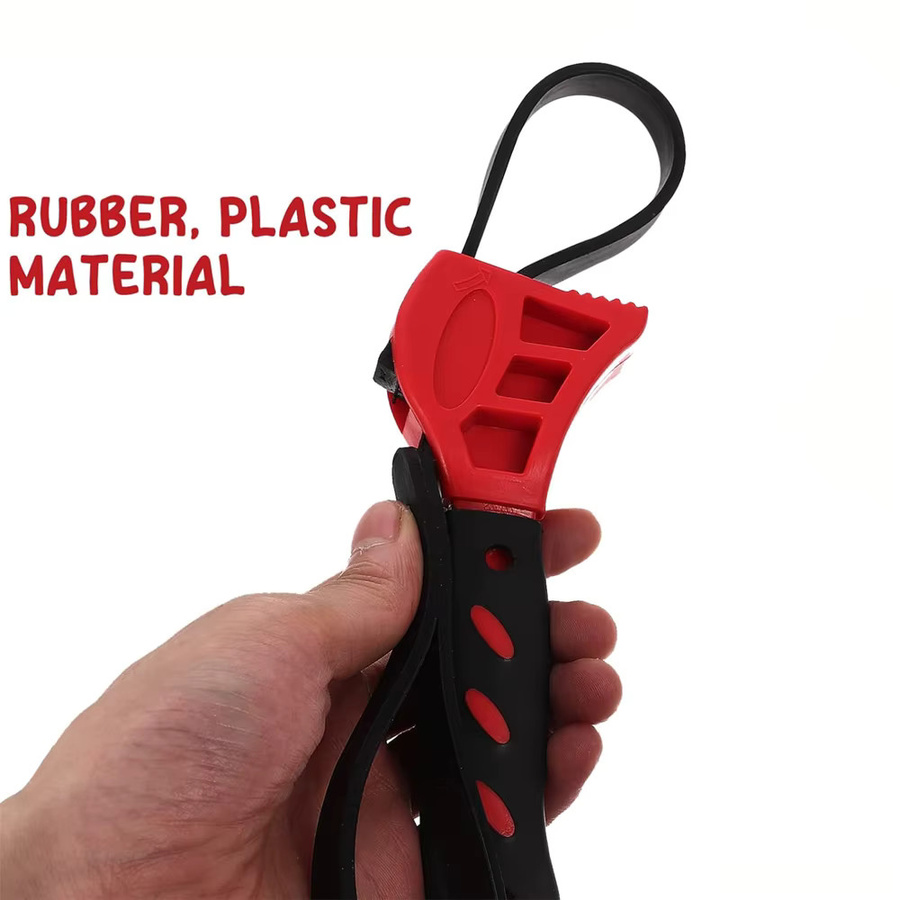 Multifunktionales 6 Zoll Ölfilter-Werkzeug mit verstellbarem Gürtel in Rot - Bild 2