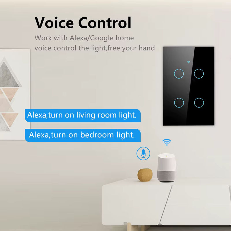 Manhot Smart Wand-Touch-Schalter in Weiß, Tuya WIFI WLAN Lichtschalter ohne Neutralleiter, kompatibel mit Alexa und Smart Life, Glas-Design - Bild 4