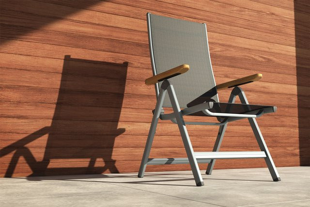 Kettler Granada Klappstuhl aus Aluminium und Textilene in Silber/Anthrazit mit Armlehnen - Bild 1