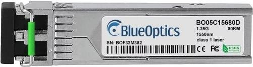 BlueOptics SFP Transceiver BO05C15680D kompatibel mit Garland Technology, 1000BASE-ZX, Singlemode Fiber, LC-Duplex, 1550nm, 70KM, DDM, Farbe: Silber - Bild 1