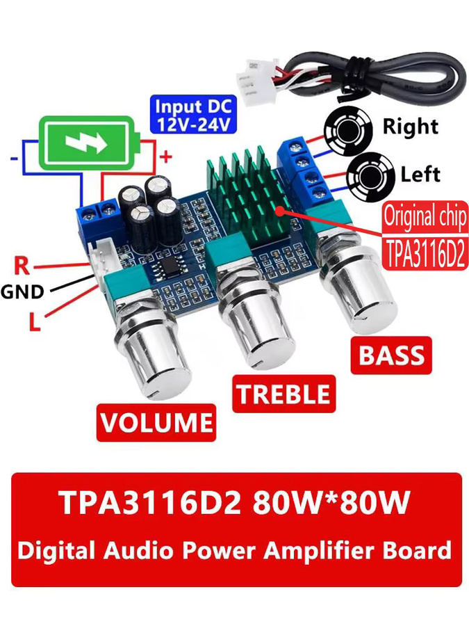 EGBO XH-M567 TPA3116D2 Zweikanal-Stereo Digital-Audioverstärkerplatine mit 50W*2 Leistung - Bild 4